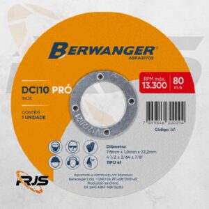 DISCO DE CORTE DCI10 PRO -  125x 1.0 x 22MM - BERWANGER