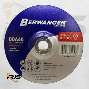 DISCO DE DESBASTE DDA60 - 180 x 6.4 x 22MM - BERWANGER - 8.500 RPM