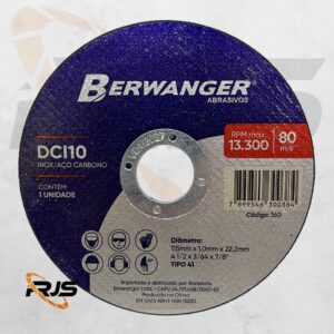 DISCO DE CORTE DCI10 - 115 x 1,0 x 22MM - BERWANGER