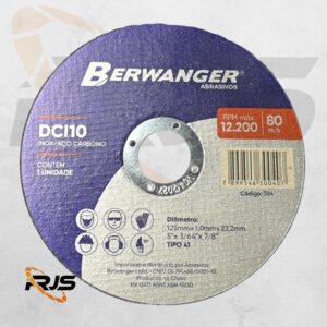 DISCO DE CORTE DCI10 - 125 x 1.0 x 22MM - BERWANGER